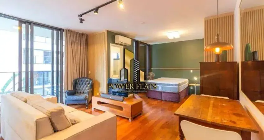 Studio de luxo mobiliado em pinheiros | 47m² | 1 vaga | ar-cond, lava e seca inclusos