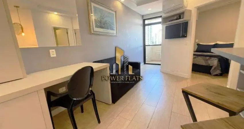 Flat mobiliado 1 suíte no moema studium – 35m² – varanda, vaga de garagem e lazer – moema, sp