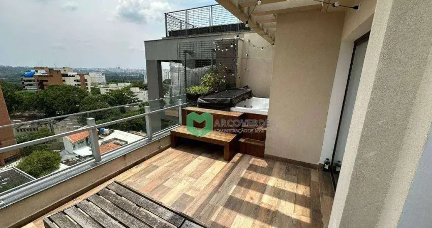 Cobertura com 1 suíte, 2 vagas, semi-mobiliado, 147 m² - venda por r$ 2.900.000 - vila madalena - são paulo/sp