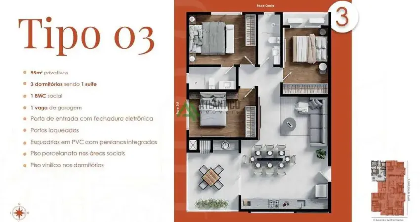 Apartamento com 3 quartos à venda na Rua Gerônimo de Souza, 167, Gravata, Navegantes