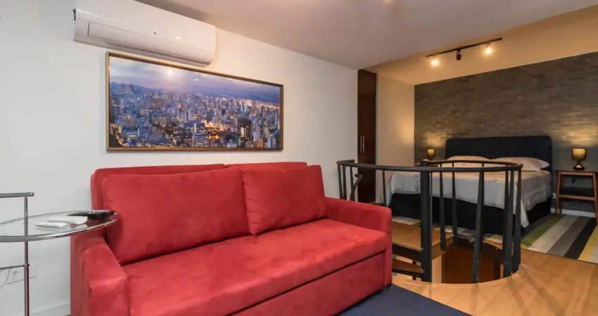 Duplex com suíte lindamente mobiliado em localização nobre do jardim paulista