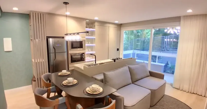 Lindo apartamento 1 dormitório automatizado com sacada e churrasqueira