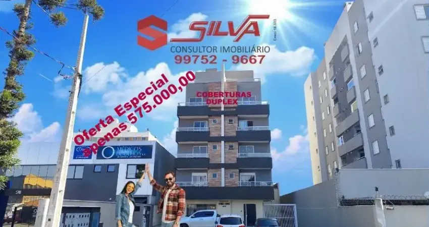 Cobertura duplex no centro c/146m² últil - 02 qtos sendo 01 suítes master c/ sacadas - espaço gourmet c/ terraço - 02 garagens cobertas - pinhais - pr