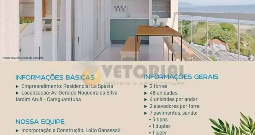 Apartamento à venda, no la spezia em caraguatatuba, indaiá, com 2 quartos, 85m²