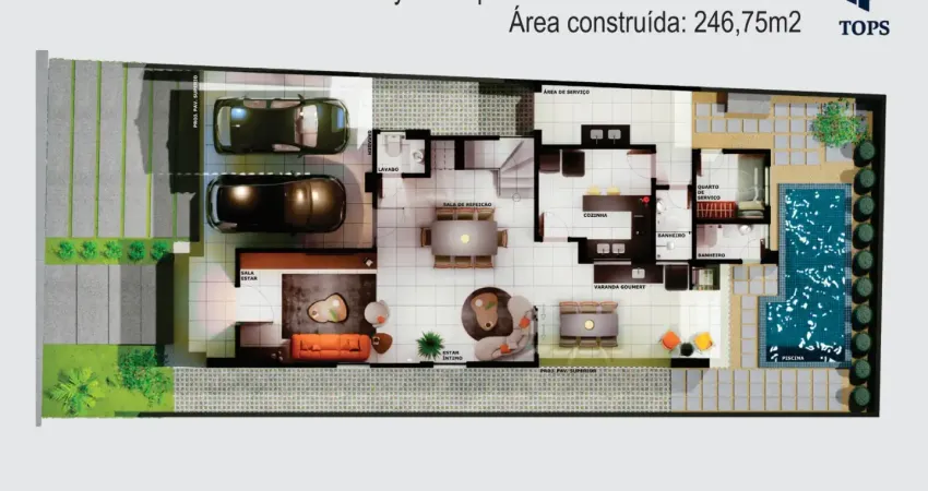 Casa nova, com 246,75m2 de puro conforto, acabamento de luxo e piscina privativa. são 3 suítes, sala ampla, área gourmet, 4 vagas!