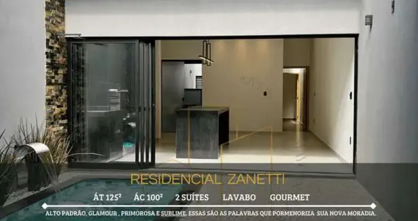 Casa alto padrão á venda, com o2 suítes, pé direito alto, garagem coberta, piscina aquecida, rica e