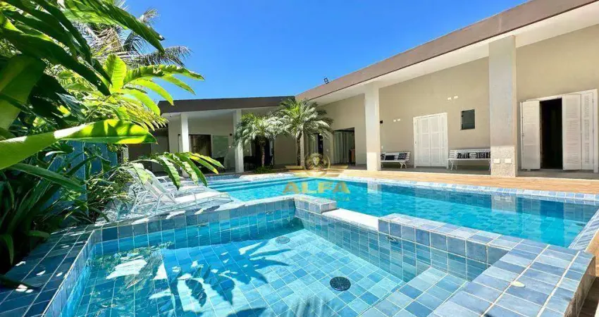 Casa com 6 suítes à venda, Mobiliada e decorada, Condomínio Jardim Acapulco Guarujá.