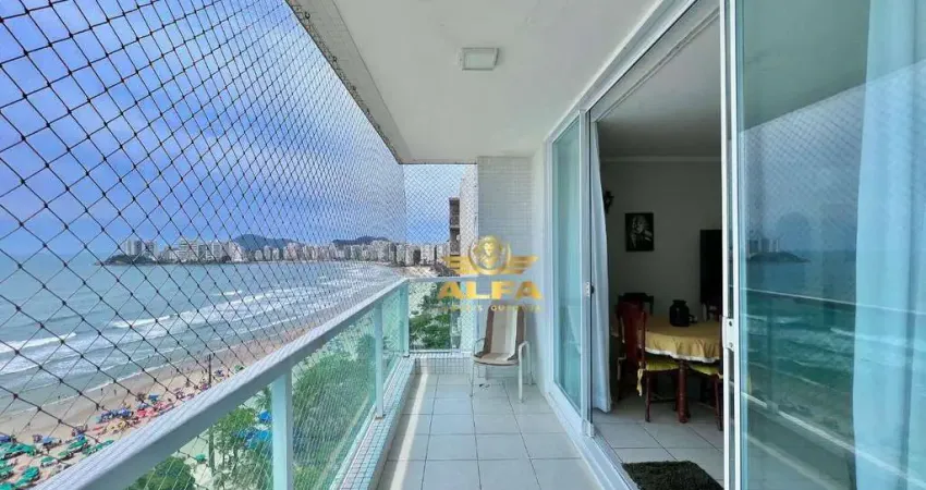 Apartamento de frente para o mar em pitangueiras, guarujá – 3 dormitórios, suíte e sacada com vista | alfa imóveis guarujá