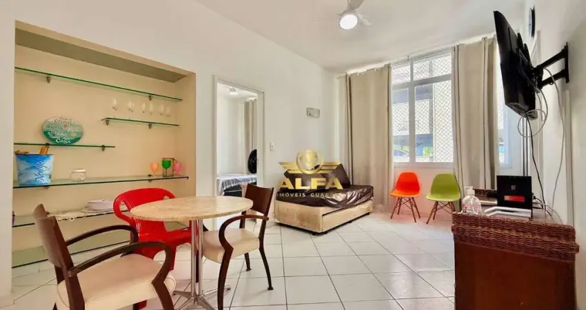 Apartamento mobiliado à venda em pitangueiras guarujá; 1 suíte; 50m da praia; portaria 24h | alfa imóveis guarujá