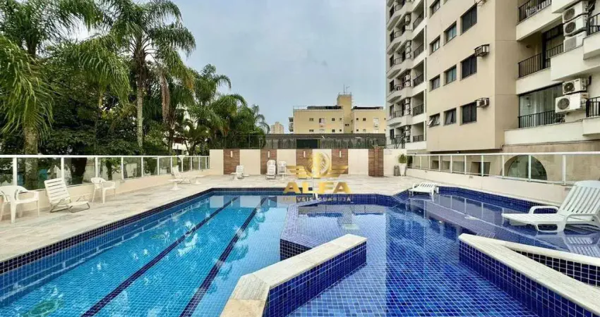 Apartamento à venda na Praia da Enseada, em Guarujá, 2 dormitórios, sacada, ar-condicionado, lazer completo e 1 vaga – Alfa Imóveis Guarujá