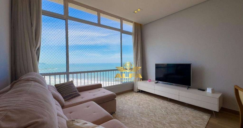 Reformado | Frente mar | Vista mar | 2 Dormitórios (1suíte), dependência, 1 vaga, Apartamento na Praia das Pitangueiras, Guarujá-SP