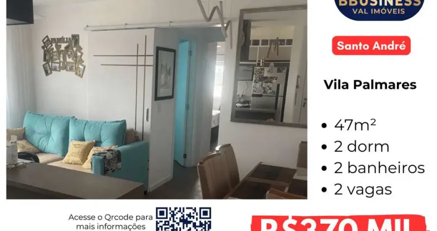 Apartamento à venda com 2 quartos, sendo 1 suíte - Vila Palmares, Santo André, SP
