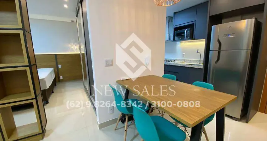 Flat- 1 quarto, 1 banheiro, 1 vaga, mobiliado, 42 m²- setor oeste