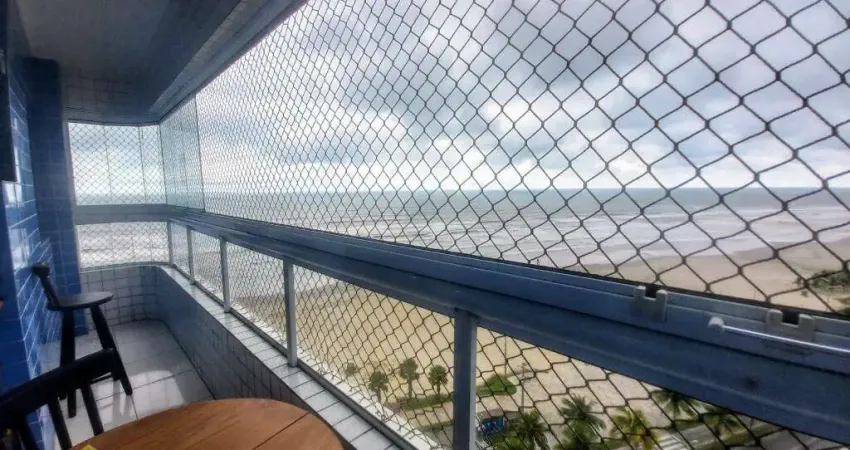 Apartamento 2 dorms mobiliado em prédio frente mar - churrasqueira a carvão!! financia!!