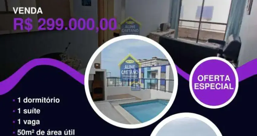 Final de ano na praia! vende rápido viu - 1 dorm na quadra do mar com sacada e lazer na cobertura!