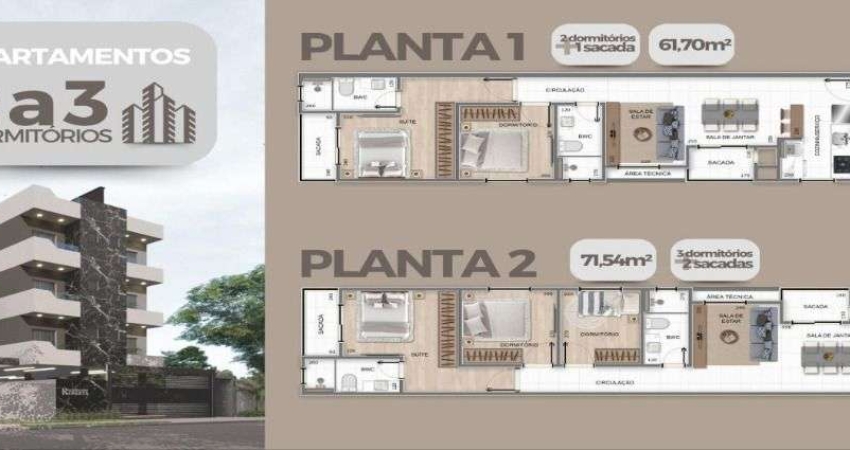 Apartamento com 2 dormitórios à venda, 61 m² por R$ 380.000,00 - Centro - Pinhais/PR