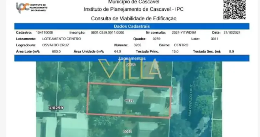 Casa à venda na Rua Osvaldo Cruz, 3, Centro, Cascavel
