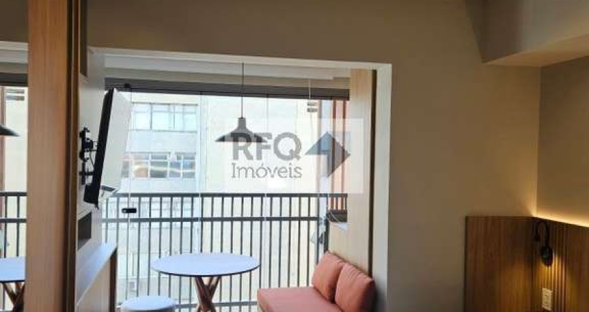 Studio de Luxo para Locação em Condomínio no Paraíso, São Paulo-SP: 1 Quarto, 1 Sala, 1 Banheiro - 22m².
