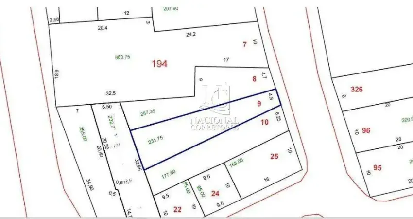 Terreno à venda, 231 m² por R$ 399.000,00 - Vila Leopoldina - Santo André/SP