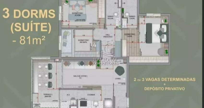 Apartamento à venda, 3 quartos, 1 suíte, 2 vagas, Santa Paula - São Caetano do Sul/SP