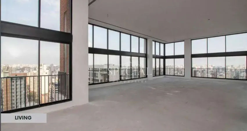 Cobertura de luxo com 360° de vista e 4 suítes à venda em moema – 310m², 7 vagas e pé direito duplo