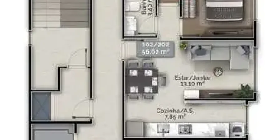 Apartamento de 3 dormitórios | 1 Suíte | Pedra Branca
