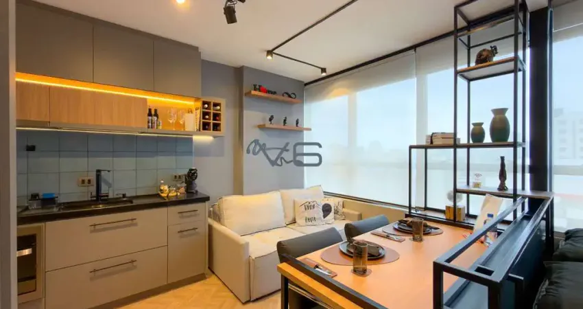 Apartamento Studio mobiliado com 1 quarto, 1 banheiro, 26m² Privativos, no Centro, Curitiba-PR.