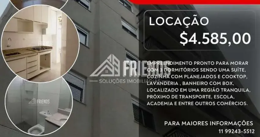 Apartamento novinho mobiliado para locação com 3 dormitórios sendo 1 suíte,cozinha com planejados e