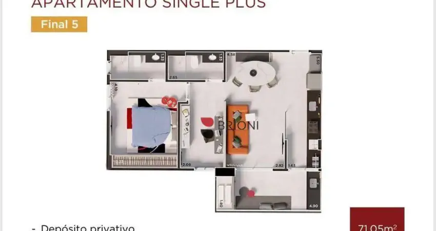 Apartamento com 1 dormitório à venda, 71 m², Jardim Nova Aliança em Ribeirão Preto/SP I Imobiliária Brioni imóveis