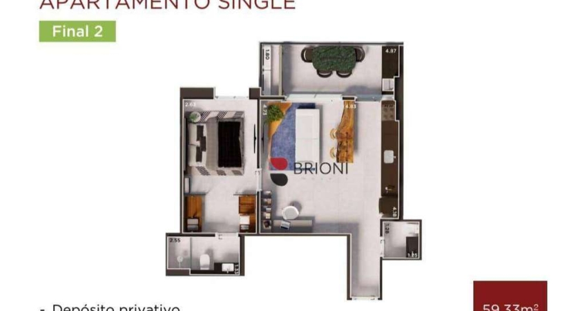 Apartamento com 1 dormitório à venda, 59 m² por R$ 569.437,90 - Nova Aliança - Ribeirão Preto/SP