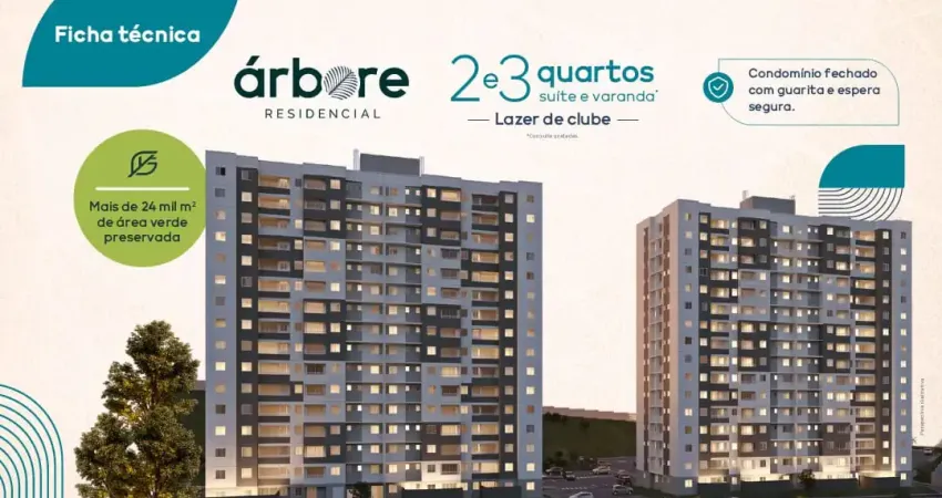 Árbore residencial AP 100% financiados 2 e 3 quartos com suíte e varanda ar condicionado Três Barras Contagem