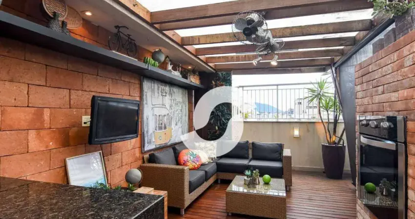 Ótima cobertura linear com 3 quartos e 3 vagas com vista para mata atlântica à venda, 210 m² - santa rosa - niterói/rj