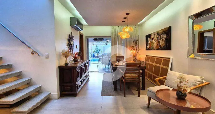 Itacoatiara! r$2.199.000 - linda casa, 4 suítes, piscina, sauna, area gourmet, acabamentos de alto padrão. 210m². luxo e sofisticação