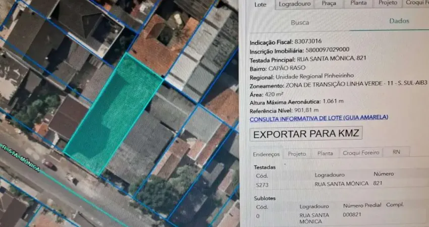 Terreno à venda na Rua Santa Mônica, 060, Capão Raso, Curitiba