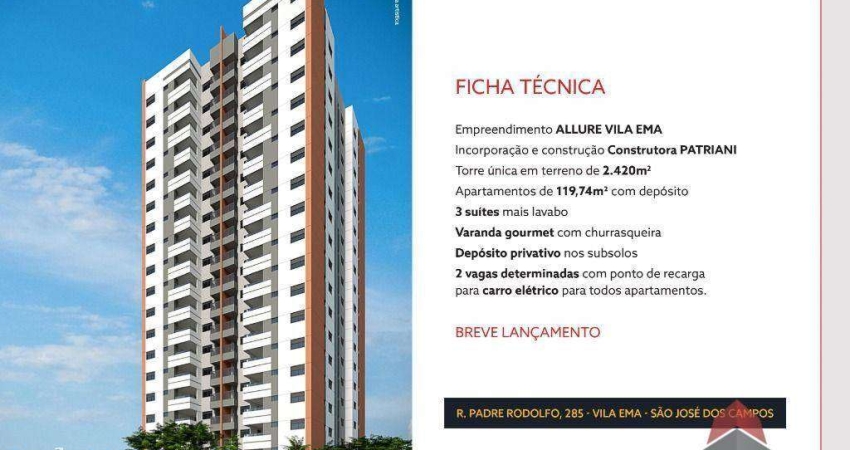 Apartamento com 3 dormitórios à venda, 119 m² por R$ 1.500.000,00 - Vila Ema - São José dos Campos/SP