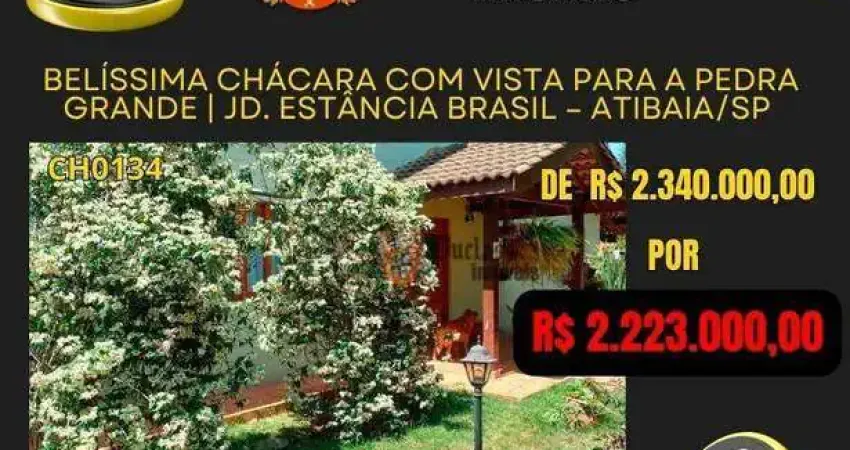 Chácara com 3 dormitórios à venda, 1100 m² por r$ 2.223.000,00 - jardim estância brasil - atibaia/sp