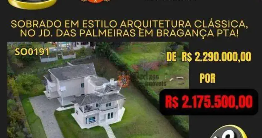 Sobrado com 3 dormitórios à venda, 326 m² por r$ 2.175.500,00 - condomínio jardim das palmeiras - bragança paulista/sp