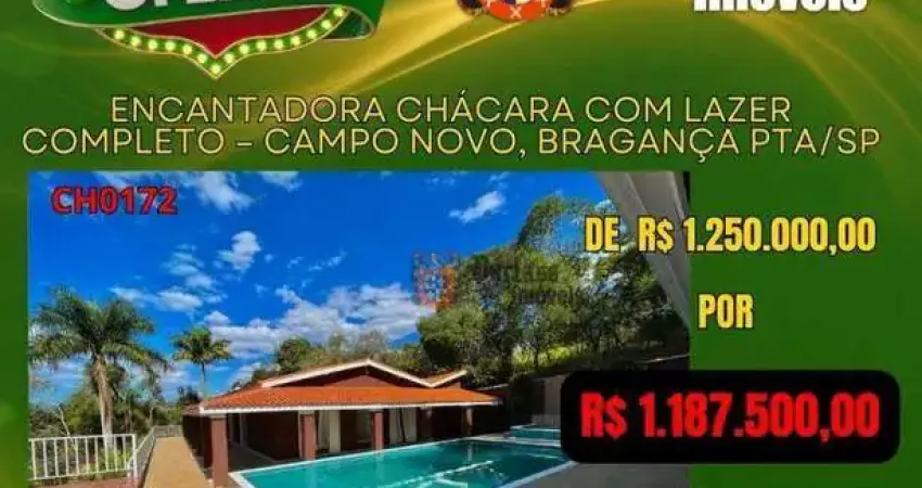 Chácara com 3 dormitórios à venda, 3000 m² por r$ 1.187.500,00 - campo novo - bragança paulista/sp