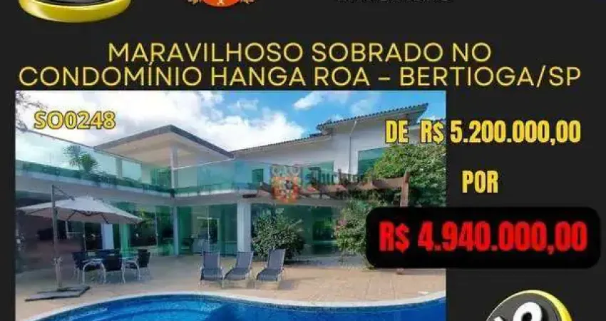 Sobrado com 5 dormitórios à venda, 700 m² por r$ 4.940.000,00 - condomínio hanga roa - bertioga/sp