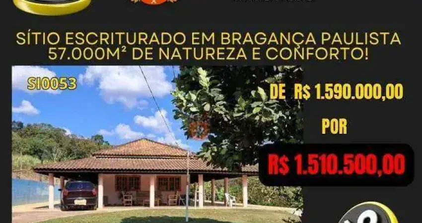 Sítio com 4 dormitórios à venda, 57000 m² por r$ 1.515.500,00 - estiva do agudos - bragança paulista/sp