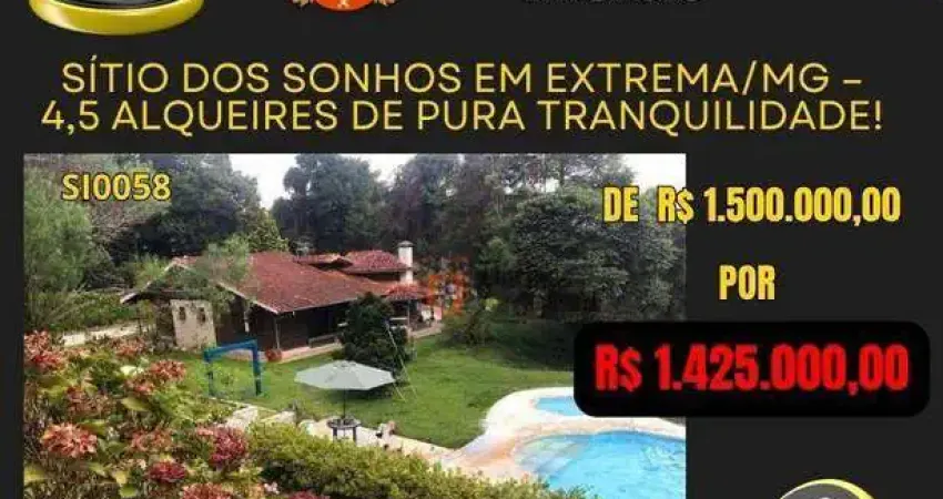 Sítio com 7 dormitórios à venda, 108900 m² por r$ 1.425.000,00 - furnas de cima - extrema/mg