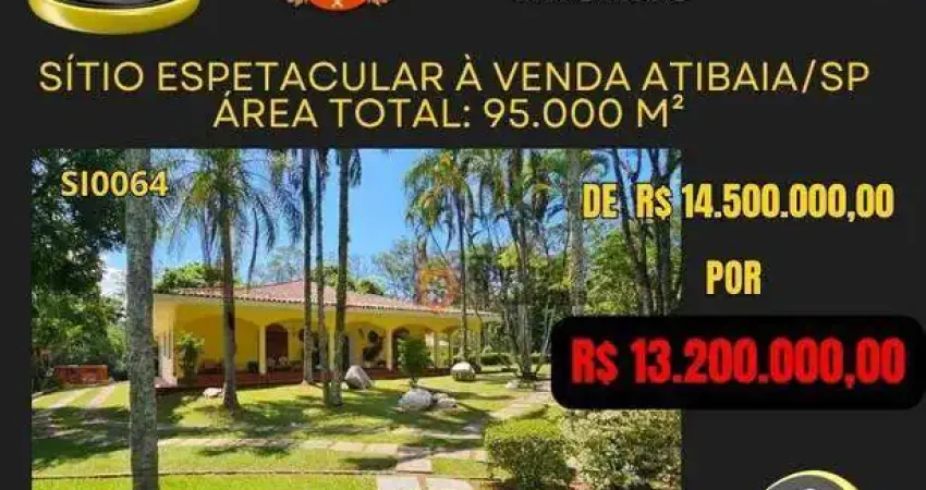 Sítio com 3 dormitórios à venda, 95000 m² por r$ 13.200.000,00 - jardim são felipe - atibaia/sp