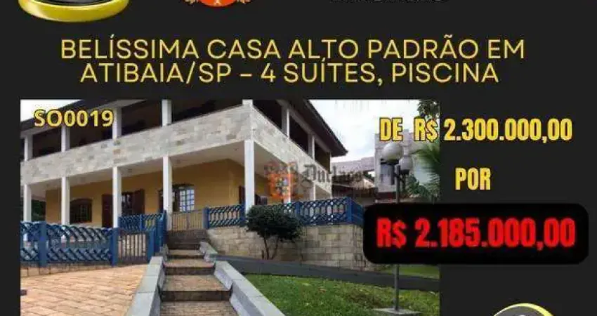 Sobrado com 4 dormitórios à venda, 500 m² por r$ 2.185.000,00 - ribeirão dos porcos - atibaia/sp