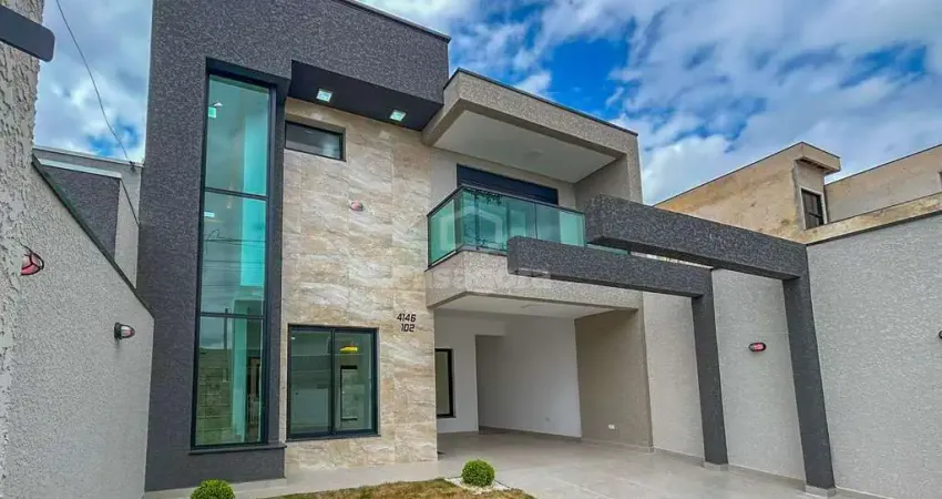 Sobrado moderno com 4 quartos, suíte e área gourmet - fazenda rio grande