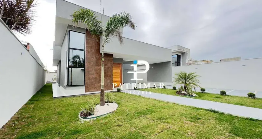 Casa alto padrão com 3 quartos, piscina e área gourmet à venda, 139 m² por r$ 878.000 - jardim atlântico central -itaipuaçu - maricá/rj
