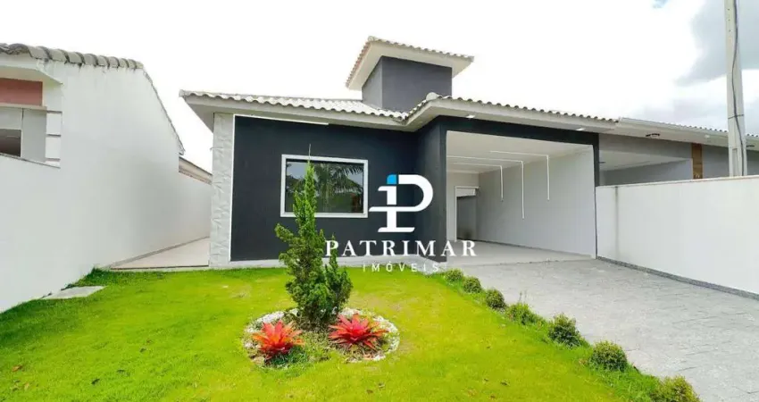 Casa nova com 3 quartos, suite e area gourmet à venda, 112 m² por r$ 660.000 - cajueiros - maricá/rj