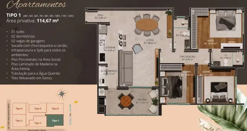 Apartamento com 3 quartos à venda na Rua Paulino Libório, Gravata, Navegantes