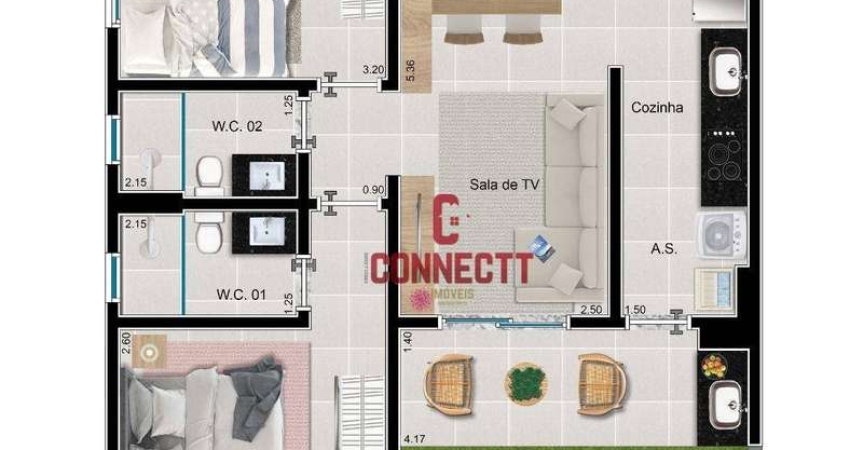 Apartamento com 2 dormitórios à venda, 65 m² por R$ 339.000,00 - Bonfim Paulista - Ribeirão Preto/SP