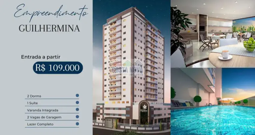 Apartamento de 2 dormitórios no bairro guilhermina -praia grande