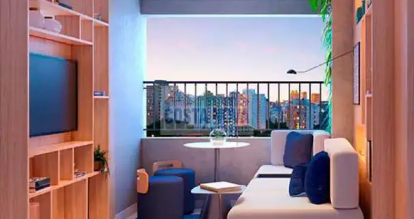 Apartamento à venda com 29m², 1 suíte, sala, varanda, cozinha integrada, bairro Santa Cecília